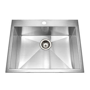 Alternate Image for Houzer 25" Stainless Steel Topmount Zero Radius Single Bowl Kitchen Sink, 18 Gauge, BCS-2522
