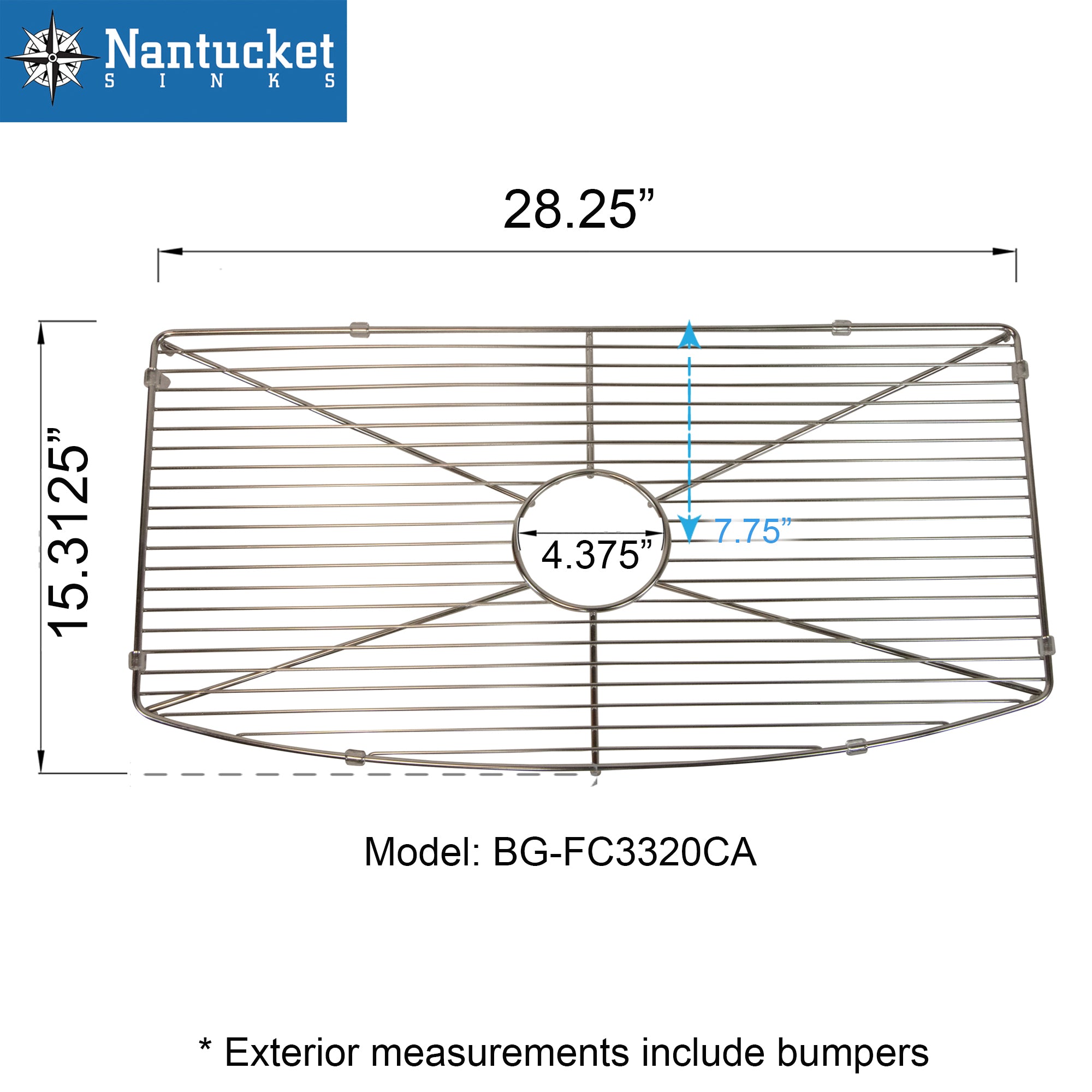 Nantucket Sinks Stainless Steel Bottom Grid BG-FC3320CA