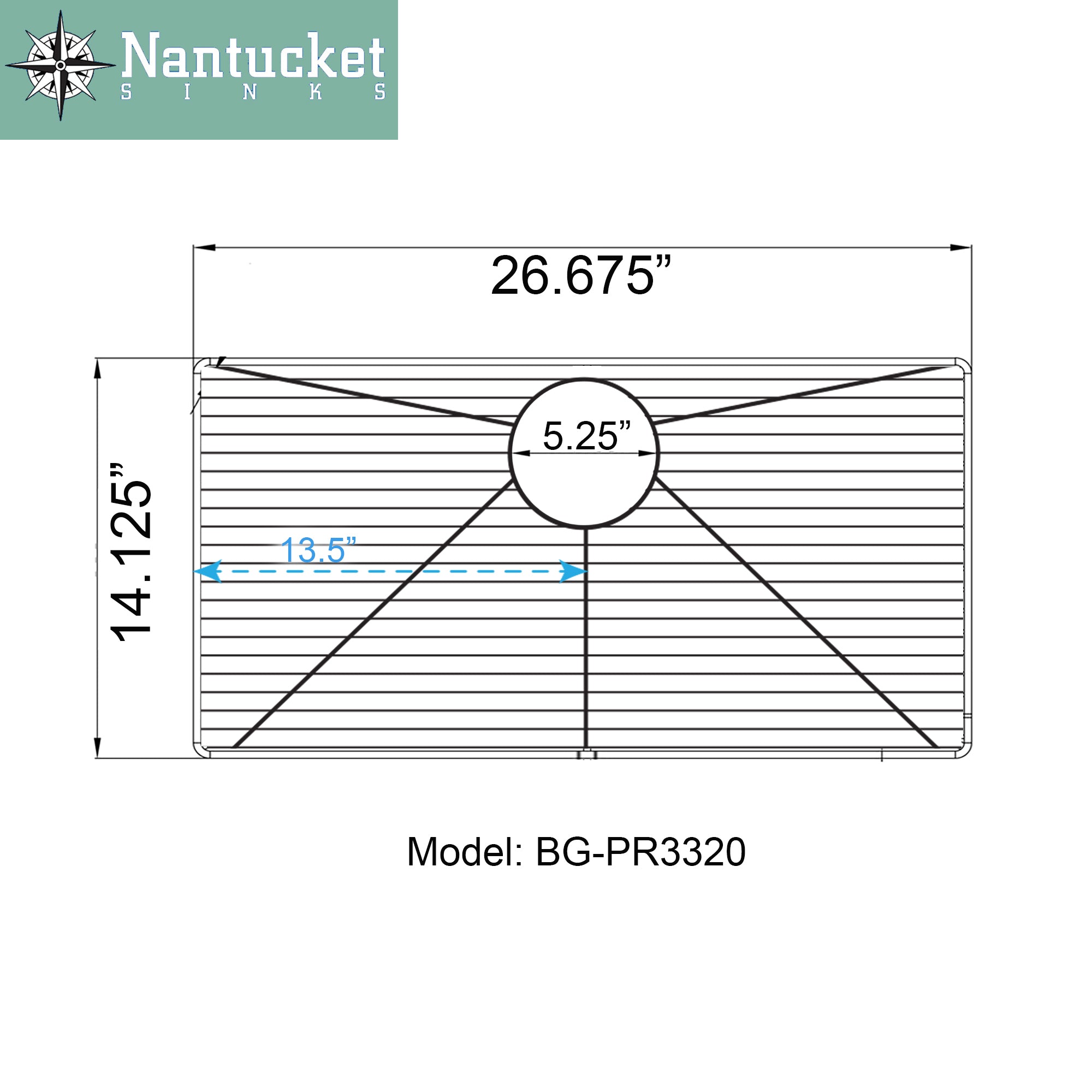 Nantucket Sinks Stainless Steel Bottom Grid BG-PR3320