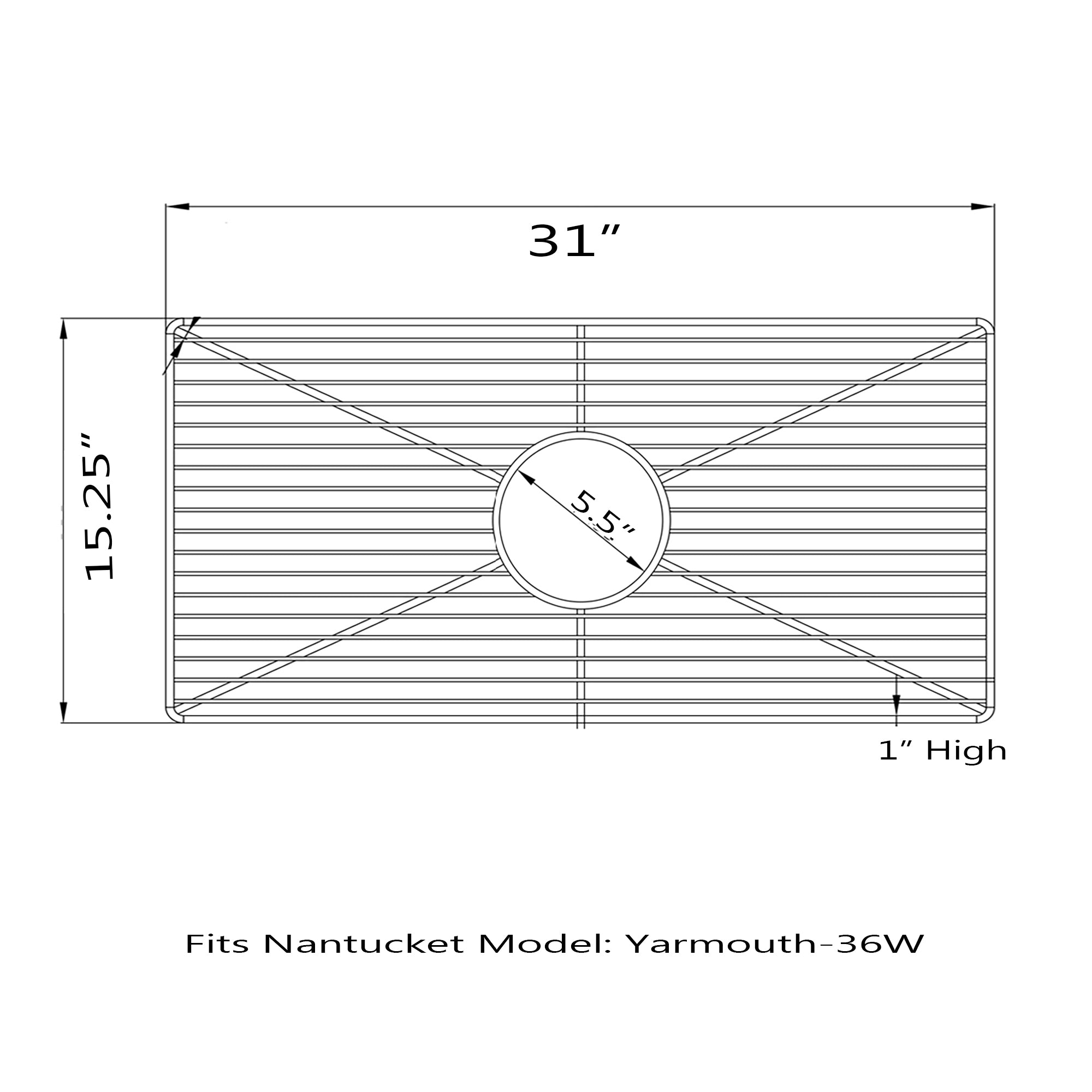 Nantucket Sinks Stainless Steel Bottom Grid BG-YM36 - The Sink Boutique