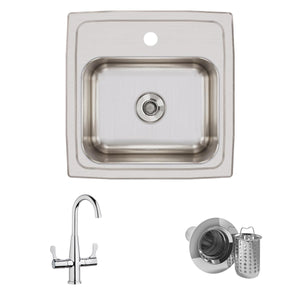 Alternate Image for Elkay Lustertone 15" Stainless Steel Bar Sink Kit, Lustrous Satin, 1 Faucet Hole, BLR150C