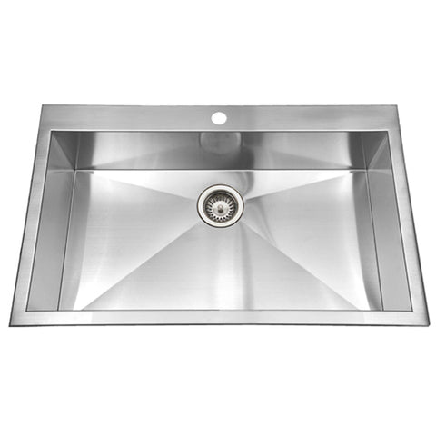 Houzer 33" Stainless Steel Topmount Single Bowl Kitchen Sink, BLS-3322