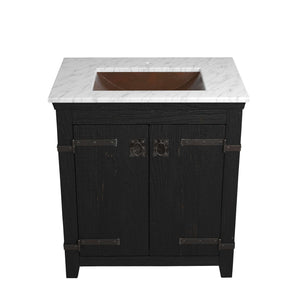 Alternate Image for Native Trails 30" Americana Vanity in Anvil with Carrara Marble Top and Avila in Antique, Single Faucet Hole, BND30-VB-CT-CP-005