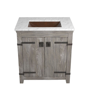 Alternate Image for Native Trails 30" Americana Vanity in Driftwood with Carrara Marble Top and Avila in Antique, 8" Widespread Faucet Holes, BND30-VB-CT-CP-008