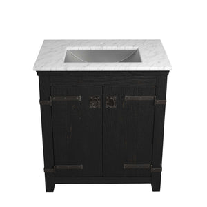 Alternate Image for Native Trails 30" Americana Vanity in Anvil with Carrara Marble Top and Avila in Brushed Nickel, Single Faucet Hole, BND30-VB-CT-CP-021