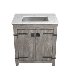 Alternate Image for Native Trails 30" Americana Vanity in Driftwood with Carrara Marble Top and Avila in Brushed Nickel, Single Faucet Hole, BND30-VB-CT-CP-023