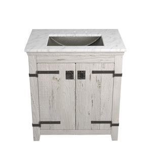 Alternate Image for Native Trails 30" Americana Vanity in Whitewash with Carrara Marble Top and Avila in Polished Nickel, 8" Widespread Faucet Holes, BND30-VB-CT-CP-026