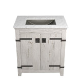 Native Trails 30" Americana Vanity in Whitewash with Carrara Marble Top and Avila in Polished Nickel, 8" Widespread Faucet Holes, BND30-VB-CT-CP-026