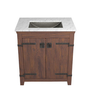Alternate Image for Native Trails 30" Americana Vanity in Chestnut with Carrara Marble Top and Avila in Polished Nickel, Single Faucet Hole, BND30-VB-CT-CP-027