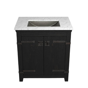 Alternate Image for Native Trails 30" Americana Vanity in Anvil with Carrara Marble Top and Avila in Polished Nickel, Single Faucet Hole, BND30-VB-CT-CP-029