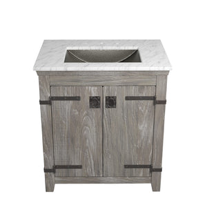 Alternate Image for Native Trails 30" Americana Vanity in Driftwood with Carrara Marble Top and Avila in Polished Nickel, 8" Widespread Faucet Holes, BND30-VB-CT-CP-032