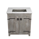 Native Trails 30" Americana Vanity in Driftwood with Carrara Marble Top and Avila in Polished Nickel, 8" Widespread Faucet Holes, BND30-VB-CT-CP-032