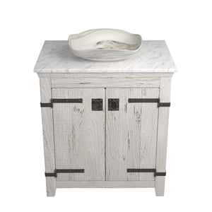 Alternate Image for Native Trails 30" Americana Vanity in Whitewash with Carrara Marble Top and Lido in Abalone, Single Faucet Hole, BND30-VB-CT-MG-001