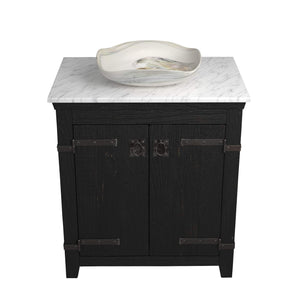 Alternate Image for Native Trails 30" Americana Vanity in Anvil with Carrara Marble Top and Lido in Abalone, No Faucet Hole, BND30-VB-CT-MG-006