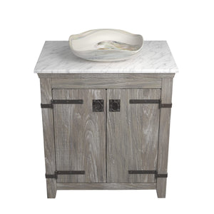 Alternate Image for Native Trails 30" Americana Vanity in Driftwood with Carrara Marble Top and Lido in Abalone, Single Faucet Hole, BND30-VB-CT-MG-007