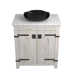 Alternate Image for Native Trails 30" Americana Vanity in Whitewash with Carrara Marble Top and Lido in Abyss, No Faucet Hole, BND30-VB-CT-MG-010