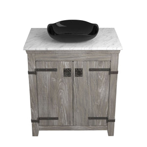 Alternate Image for Native Trails 30" Americana Vanity in Driftwood with Carrara Marble Top and Lido in Abyss, Single Faucet Hole, BND30-VB-CT-MG-015