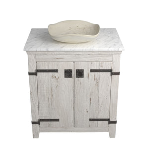 Alternate Image for Native Trails 30" Americana Vanity in Whitewash with Carrara Marble Top and Lido in Beachcomber, No Faucet Hole, BND30-VB-CT-MG-018