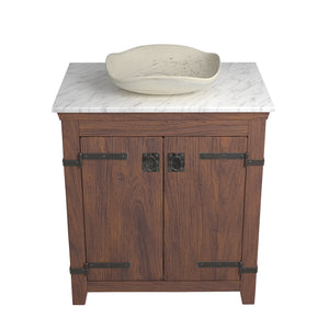 Alternate Image for Native Trails 30" Americana Vanity in Chestnut with Carrara Marble Top and Lido in Beachcomber, No Faucet Hole, BND30-VB-CT-MG-020