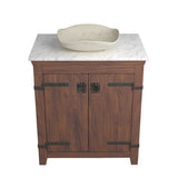Native Trails 30" Americana Vanity in Chestnut with Carrara Marble Top and Lido in Beachcomber, No Faucet Hole, BND30-VB-CT-MG-020