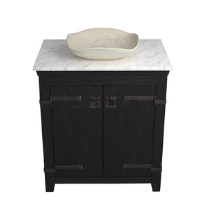 Alternate Image for Native Trails 30" Americana Vanity in Anvil with Carrara Marble Top and Lido in Beachcomber, Single Faucet Hole, BND30-VB-CT-MG-021