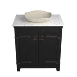 Native Trails 30" Americana Vanity in Anvil with Carrara Marble Top and Lido in Beachcomber, Single Faucet Hole, BND30-VB-CT-MG-021
