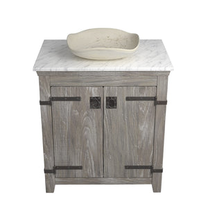 Alternate Image for Native Trails 30" Americana Vanity in Driftwood with Carrara Marble Top and Lido in Beachcomber, Single Faucet Hole, BND30-VB-CT-MG-023