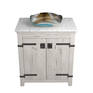 Alternate Image for Native Trails 30" Americana Vanity in Whitewash with Carrara Marble Top and Lido in Shoreline, No Faucet Hole, BND30-VB-CT-MG-026