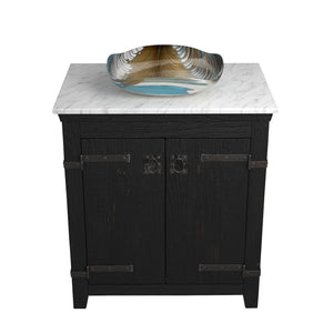 Alternate Image for Native Trails 30" Americana Vanity in Anvil with Carrara Marble Top and Lido in Shoreline, No Faucet Hole, BND30-VB-CT-MG-030