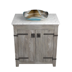 Alternate Image for Native Trails 30" Americana Vanity in Driftwood with Carrara Marble Top and Lido in Shoreline, No Faucet Hole, BND30-VB-CT-MG-032
