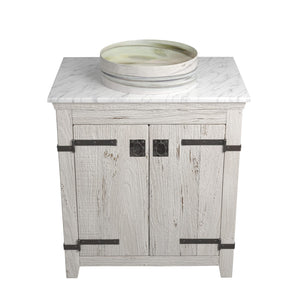 Alternate Image for Native Trails 30" Americana Vanity in Whitewash with Carrara Marble Top and Positano in Abalone, Single Faucet Hole, BND30-VB-CT-MG-033
