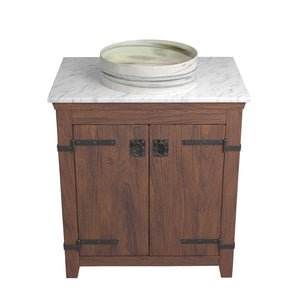 Alternate Image for Native Trails 30" Americana Vanity in Chestnut with Carrara Marble Top and Positano in Abalone, Single Faucet Hole, BND30-VB-CT-MG-035