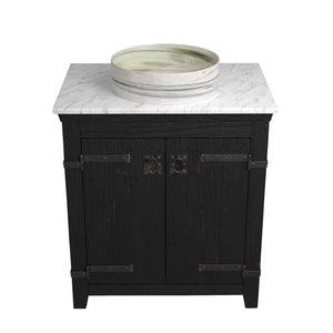 Alternate Image for Native Trails 30" Americana Vanity in Anvil with Carrara Marble Top and Positano in Abalone, No Faucet Hole, BND30-VB-CT-MG-038