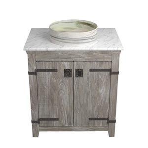 Alternate Image for Native Trails 30" Americana Vanity in Driftwood with Carrara Marble Top and Positano in Abalone, Single Faucet Hole, BND30-VB-CT-MG-039