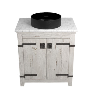 Alternate Image for Native Trails 30" Americana Vanity in Whitewash with Carrara Marble Top and Positano in Abyss, Single Faucet Hole, BND30-VB-CT-MG-041