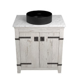 Native Trails 30" Americana Vanity in Whitewash with Carrara Marble Top and Positano in Abyss, No Faucet Hole, BND30-VB-CT-MG-042