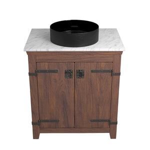Alternate Image for Native Trails 30" Americana Vanity in Chestnut with Carrara Marble Top and Positano in Abyss, No Faucet Hole, BND30-VB-CT-MG-044