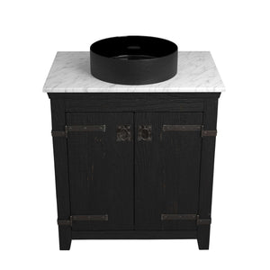 Alternate Image for Native Trails 30" Americana Vanity in Anvil with Carrara Marble Top and Positano in Abyss, Single Faucet Hole, BND30-VB-CT-MG-045