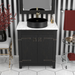Alternate Image for Native Trails 30" Americana Vanity in Anvil with Carrara Marble Top and Positano in Abyss, No Faucet Hole, BND30-VB-CT-MG-046