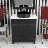 Native Trails 30" Americana Vanity in Anvil with Carrara Marble Top and Positano in Abyss, No Faucet Hole, BND30-VB-CT-MG-046