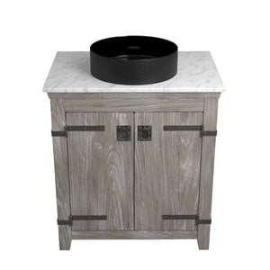 Alternate Image for Native Trails 30" Americana Vanity in Driftwood with Carrara Marble Top and Positano in Abyss, No Faucet Hole, BND30-VB-CT-MG-048