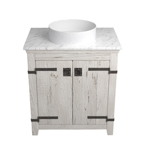 Alternate Image for Native Trails 30" Americana Vanity in Whitewash with Carrara Marble Top and Positano in Bianco, Single Faucet Hole, BND30-VB-CT-MG-049