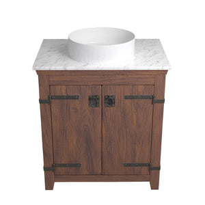 Alternate Image for Native Trails 30" Americana Vanity in Chestnut with Carrara Marble Top and Positano in Bianco, No Faucet Hole, BND30-VB-CT-MG-052