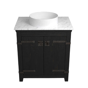 Alternate Image for Native Trails 30" Americana Vanity in Anvil with Carrara Marble Top and Positano in Bianco, Single Faucet Hole, BND30-VB-CT-MG-053