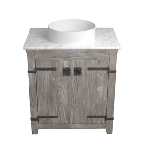 Alternate Image for Native Trails 30" Americana Vanity in Driftwood with Carrara Marble Top and Positano in Bianco, No Faucet Hole, BND30-VB-CT-MG-056