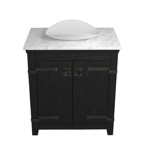 Alternate Image for Native Trails 30" Americana Vanity in Anvil with Carrara Marble Top and Verona in Abalone, Single Faucet Hole, BND30-VB-CT-MG-061