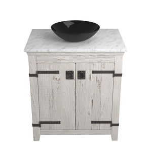 Alternate Image for Native Trails 30" Americana Vanity in Whitewash with Carrara Marble Top and Verona in Abyss, Single Faucet Hole, BND30-VB-CT-MG-065