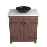 Native Trails 30" Americana Vanity in Chestnut with Carrara Marble Top and Verona in Abyss, No Faucet Hole, BND30-VB-CT-MG-068