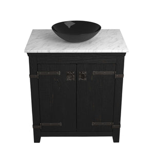 Alternate Image for Native Trails 30" Americana Vanity in Anvil with Carrara Marble Top and Verona in Abyss, Single Faucet Hole, BND30-VB-CT-MG-069