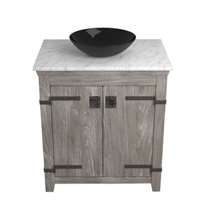 Alternate Image for Native Trails 30" Americana Vanity in Driftwood with Carrara Marble Top and Verona in Abyss, Single Faucet Hole, BND30-VB-CT-MG-071